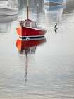 USA, Massachusetts, Cape Cod, Harwich Port. Boats moored in Wychmere Harbor Art Print
